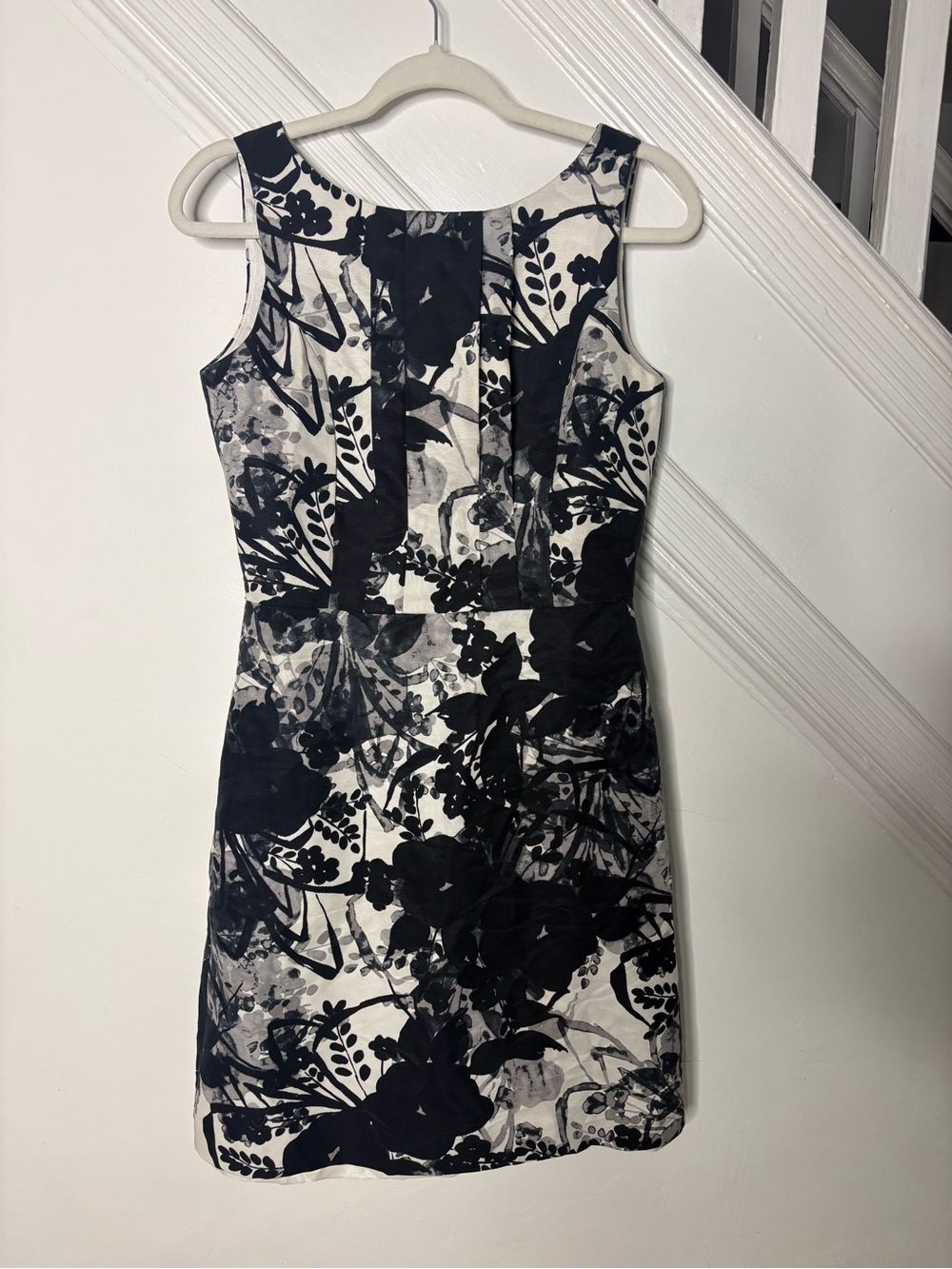 Ann Taylor Black and White Floral Sheath Dress